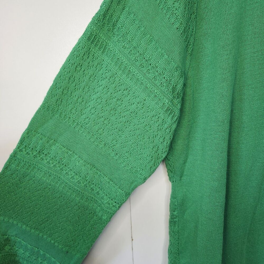 Alfred Dunner Green Open Front Cardigan w Attached Shell Textured Knit Women L - Picture 6 of 10